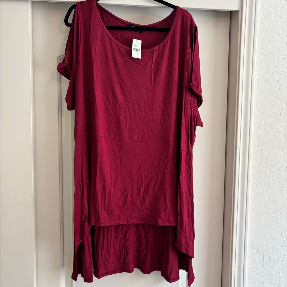 Lane Bryant Burgundy Asymmetrical Tunic